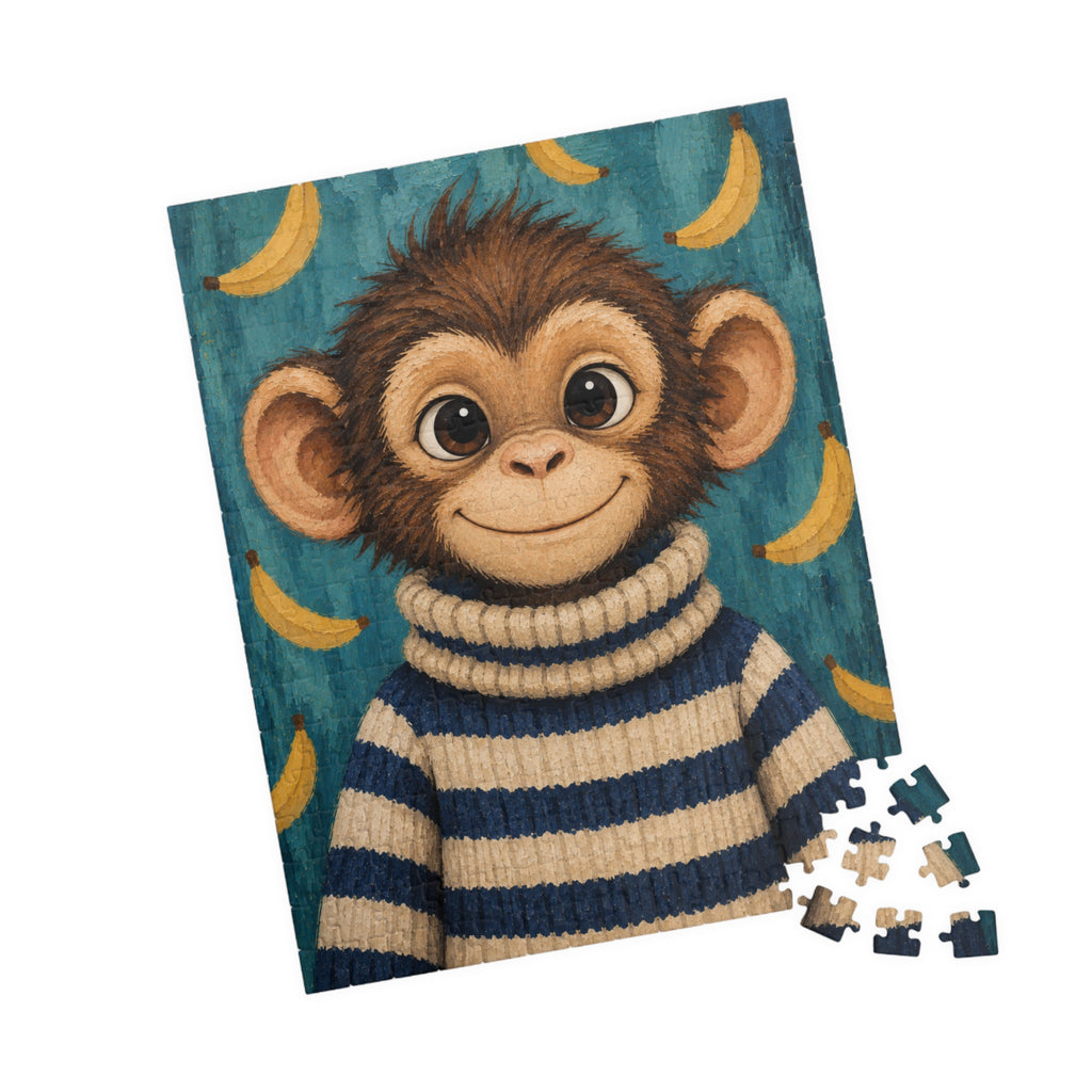 Monkey in a Striped Sweater Kids Puzzle | The Cozy Critter Club | 252 Pieces
