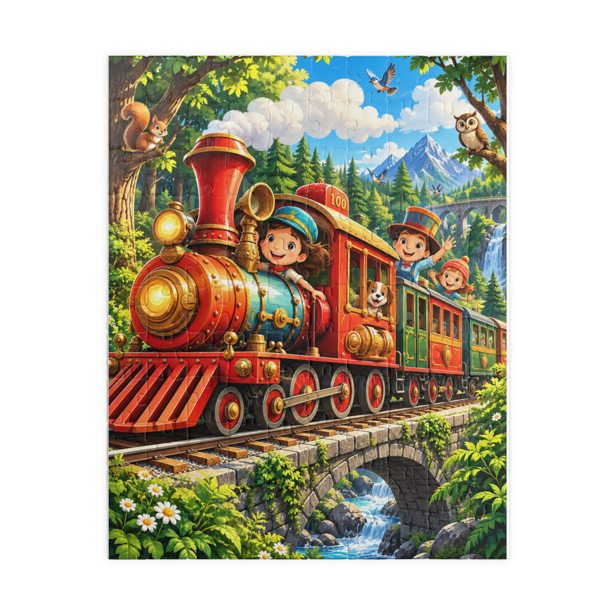 Scenic Vintage Train Kids Puzzle — 110 or 252-Piece Jigsaw