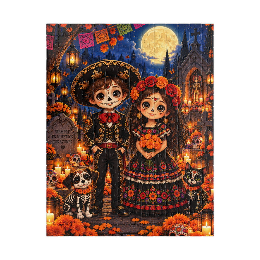 Day of the Dead Couple Jigsaw Puzzle – Colorful Catrina & Catrín Scene (252 pcs)
