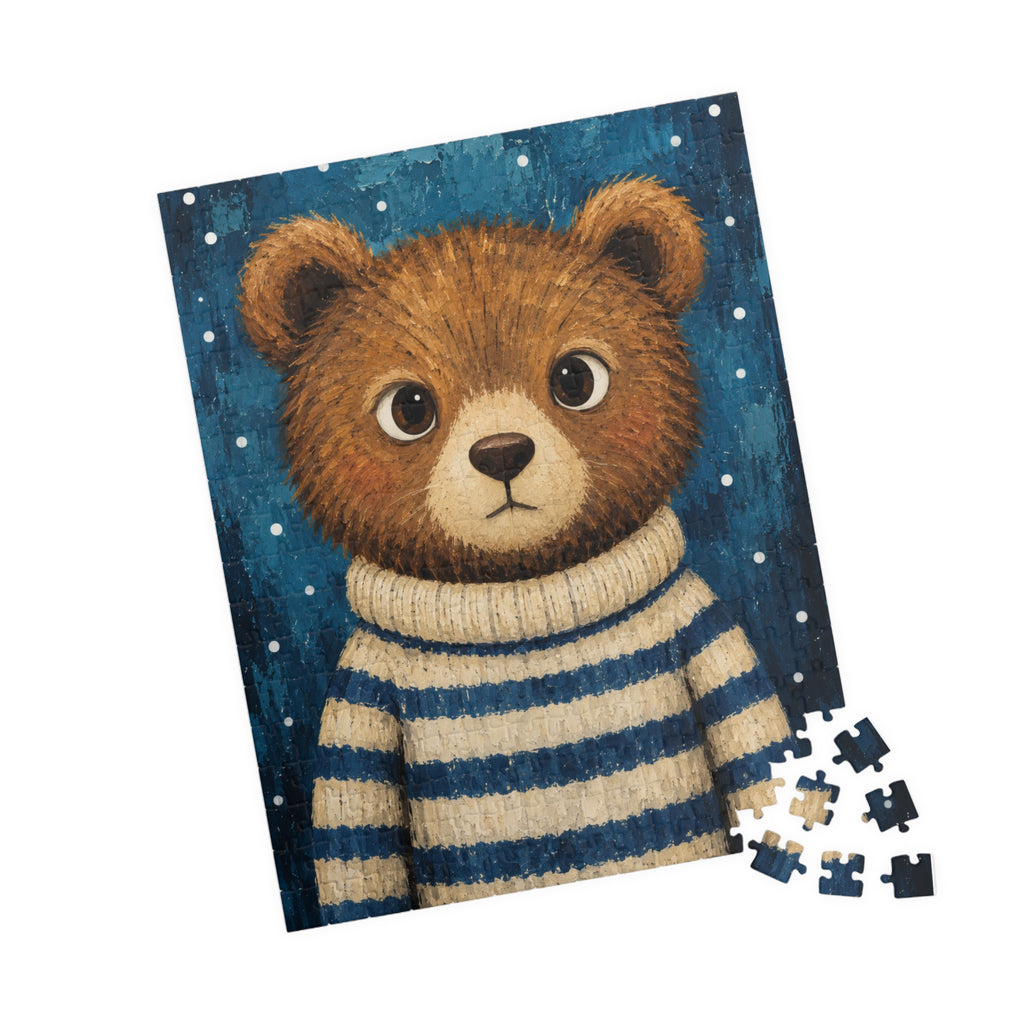Bear Cub in a Striped Sweater Kids Puzzle | The Cozy Critter Club | 252 Pieces