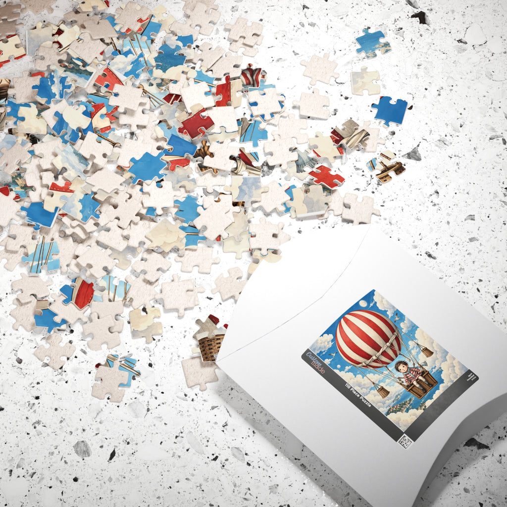 Hot Air Balloon Kids Puzzle — Vintage-Style 110/252-Piece Jigsaw