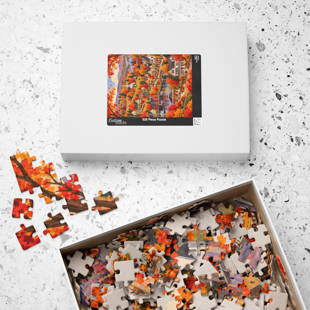 Autumn in New England Jigsaw Puzzle | Cozy Fall Village | 520 Pieces
