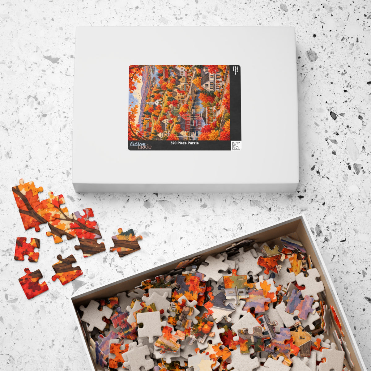 Autumn in New England Jigsaw Puzzle | Cozy Fall Village | 520 Pieces