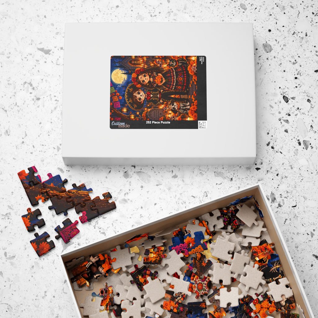 Day of the Dead Couple Jigsaw Puzzle – Colorful Catrina & Catrín Scene (252 pcs)