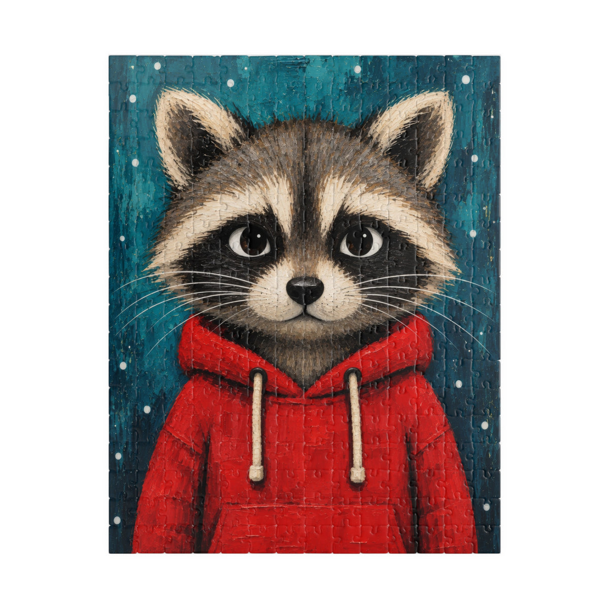 Raccoon in a Red Hoodie Kids Puzzle | The Cozy Critter Club | 252 Pieces