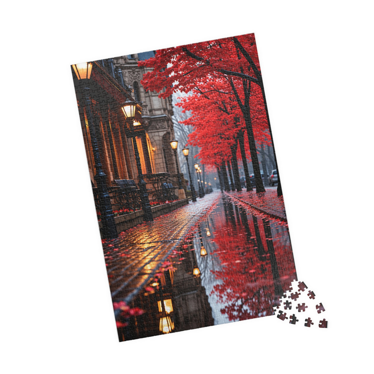 Autumn Rainfall Street Puzzle — 1014-Piece Scenic Jigsaw