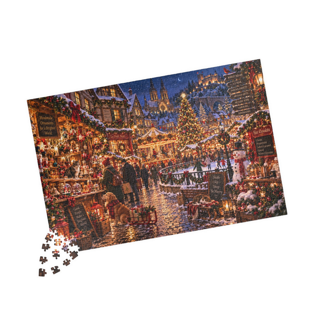 Christmas Market Jigsaw Puzzle — Festive Holiday Village Scene (1014 pcs)