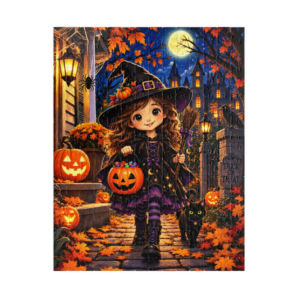 Halloween Witch Girl Puzzle — Cute Trick-or-Treat 252-Piece Jigsaw