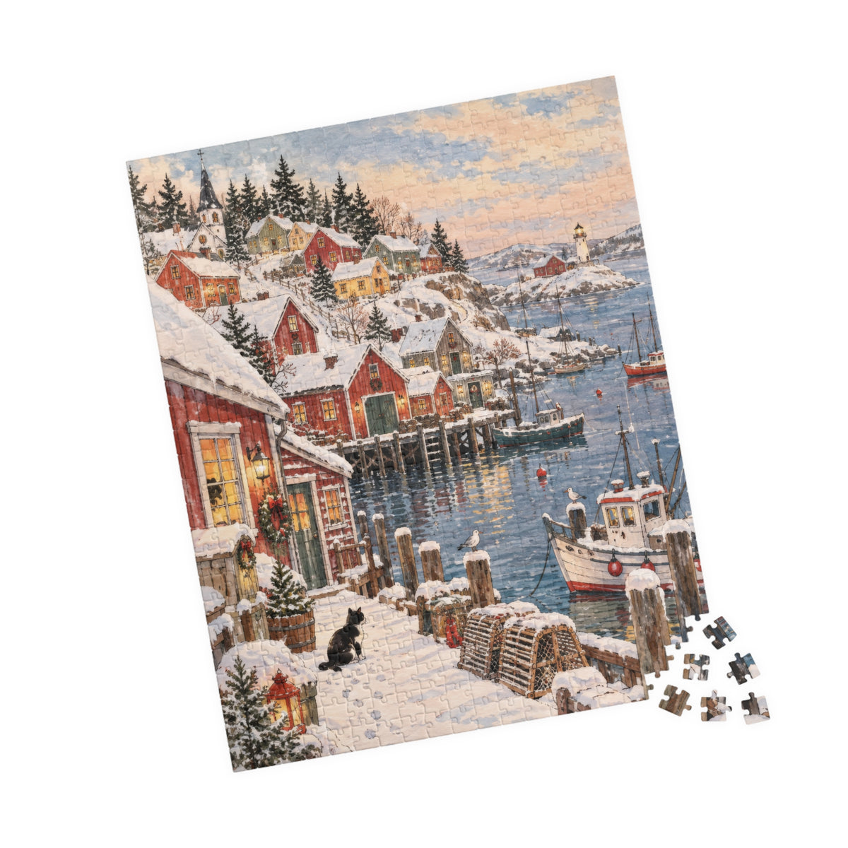Winter Harbor Village Jigsaw Puzzle | 520 Pieces