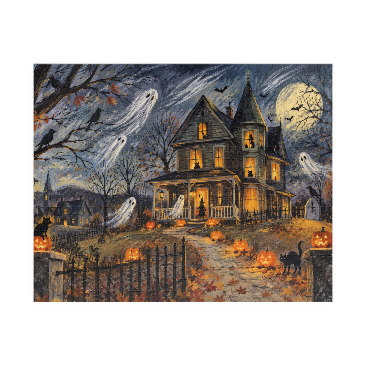The Haunted House on the Hill Jigsaw Puzzle | Vintage Halloween Puzzle | 520 or 1014 Pieces
