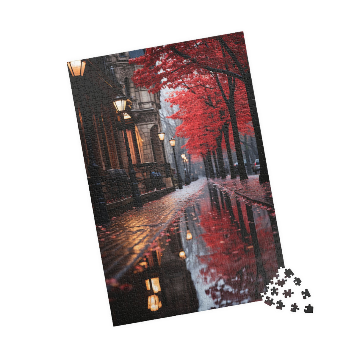 Autumn Rainfall Street Puzzle — 1014-Piece Scenic Jigsaw