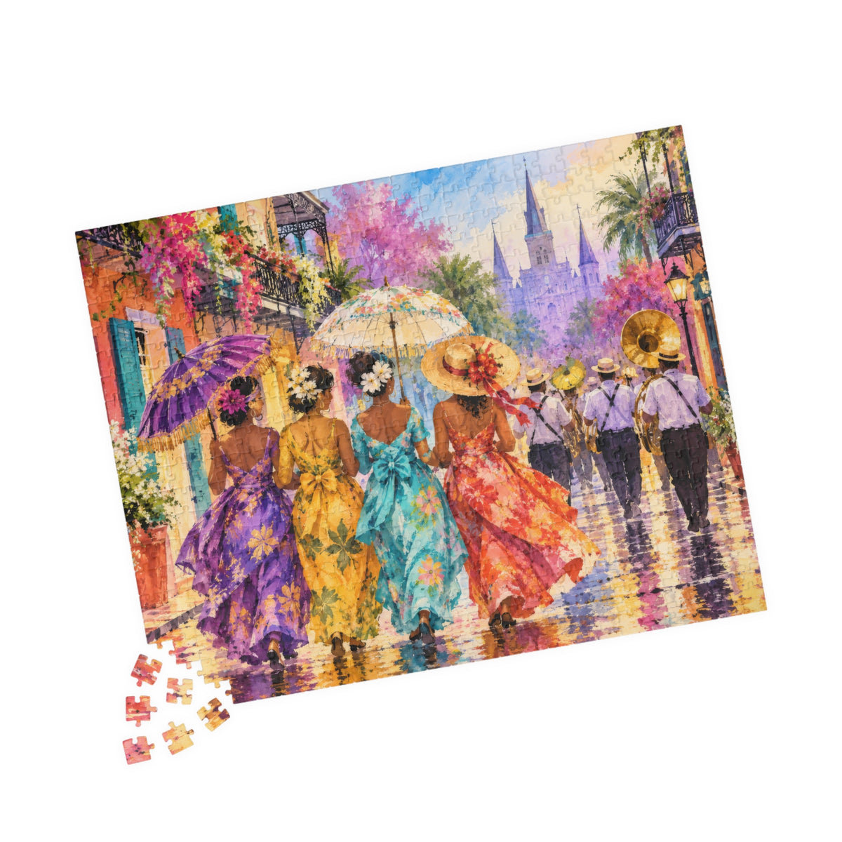 Rainy Day Parade | Colorful 520-Piece Jigsaw Puzzle