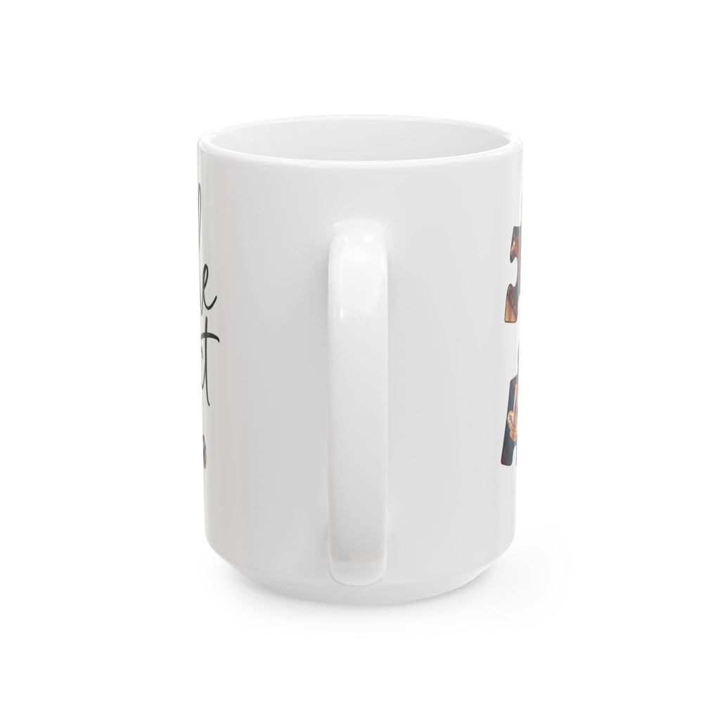 Puzzle Addict Coffee Mug – Jigsaw Puzzle Lover Gift with Alice in Wonderland Artwork 15oz