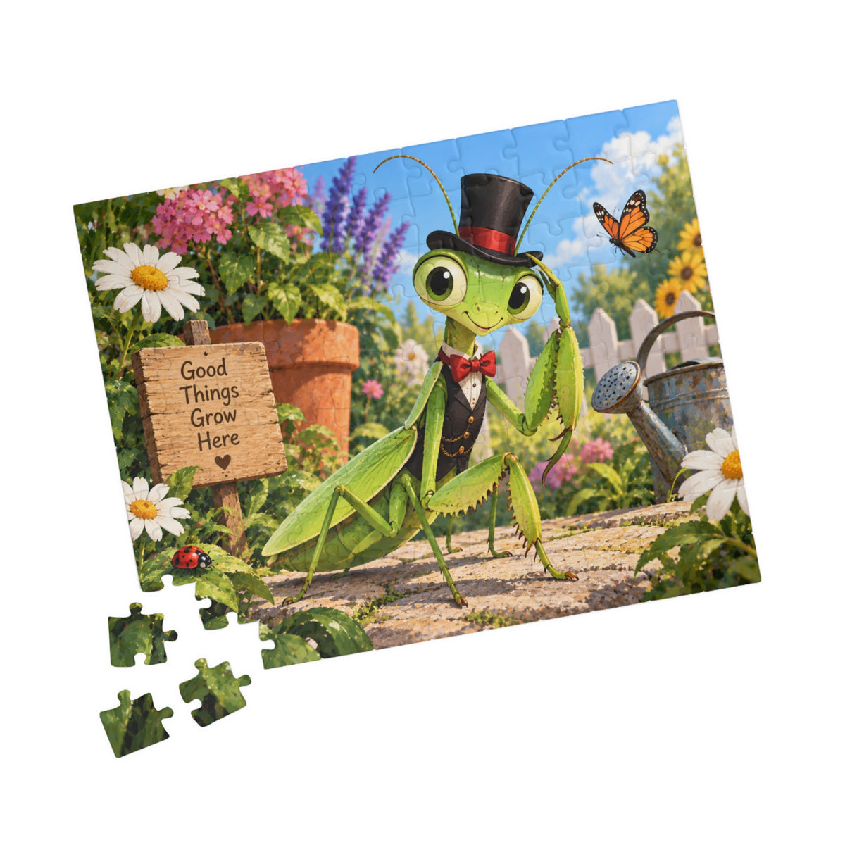 Praying Mantis in a Top Hat Kids Puzzle | Ages 3–5 | 110 Pieces