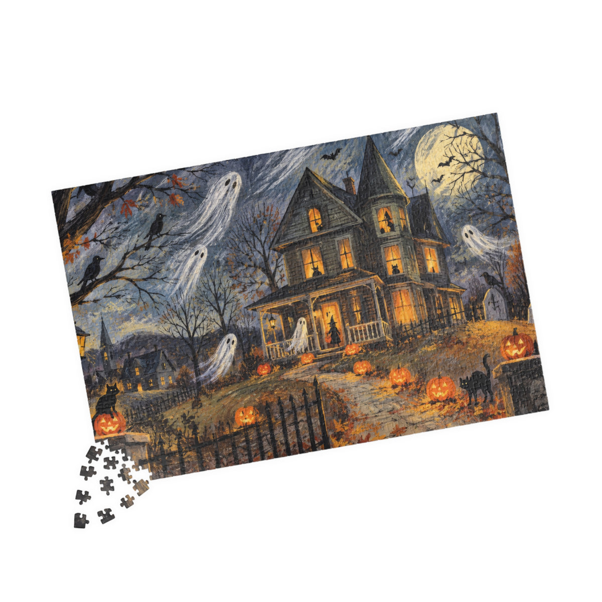 The Haunted House on the Hill Jigsaw Puzzle | Vintage Halloween Puzzle | 520 or 1014 Pieces