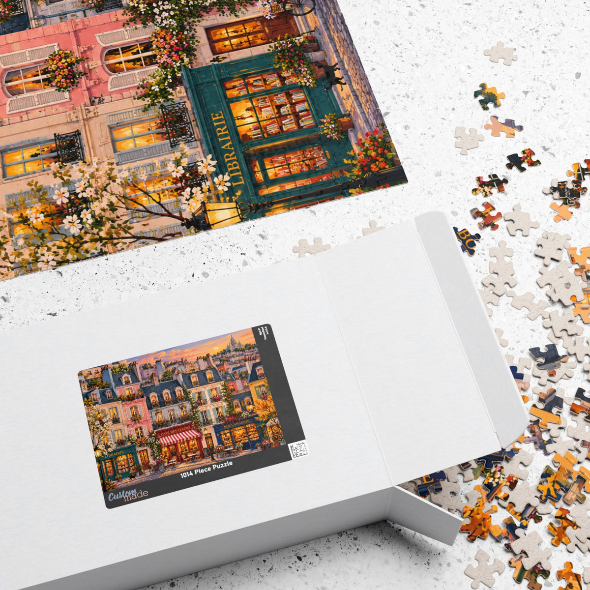 Golden Hour in Paris Jigsaw Puzzle | Colorful Montmartre Café Scene - 1014 pcs