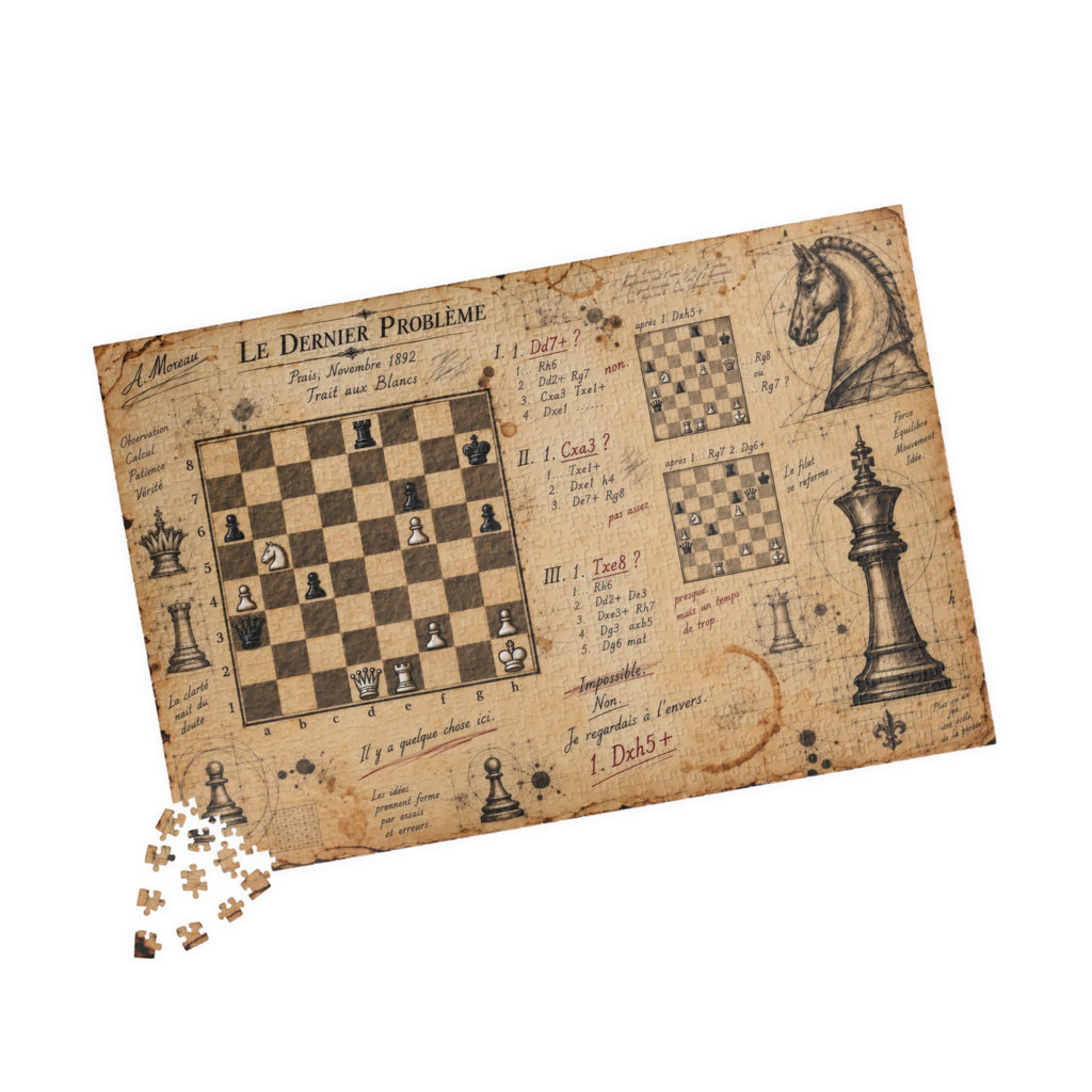 Vintage Chess Jigsaw Puzzle | Antique Chessboard & Strategy Illustrations