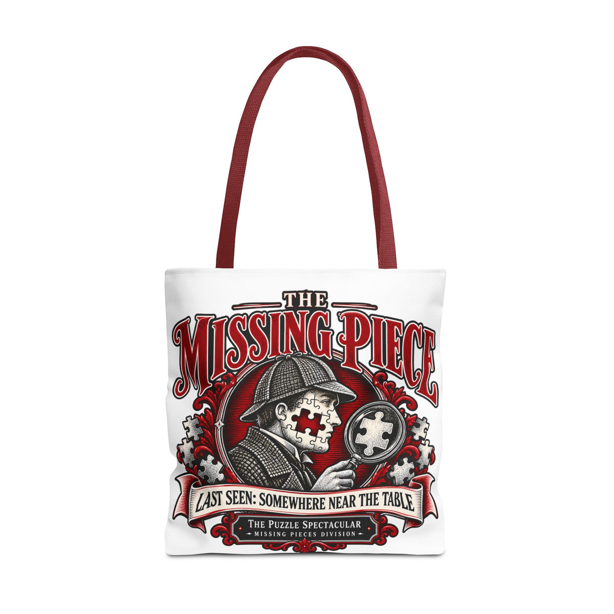 The Missing Piece Detective Puzzle Tote Bag | Large Puzzle Carrying Bag
