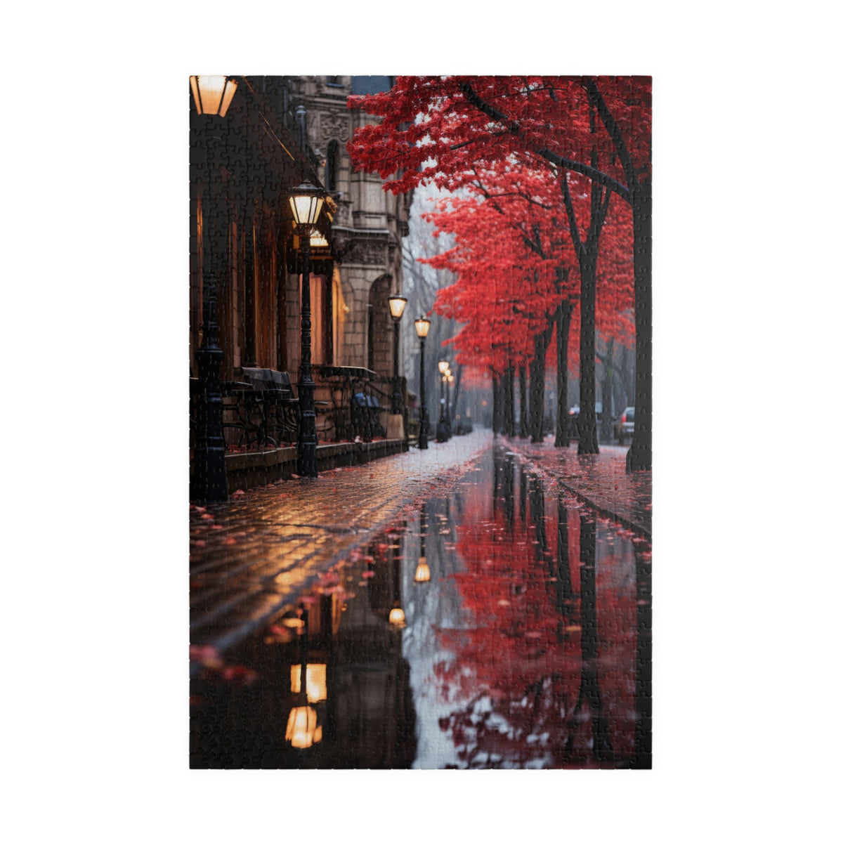 Autumn Rainfall Street Puzzle — 1014-Piece Scenic Jigsaw