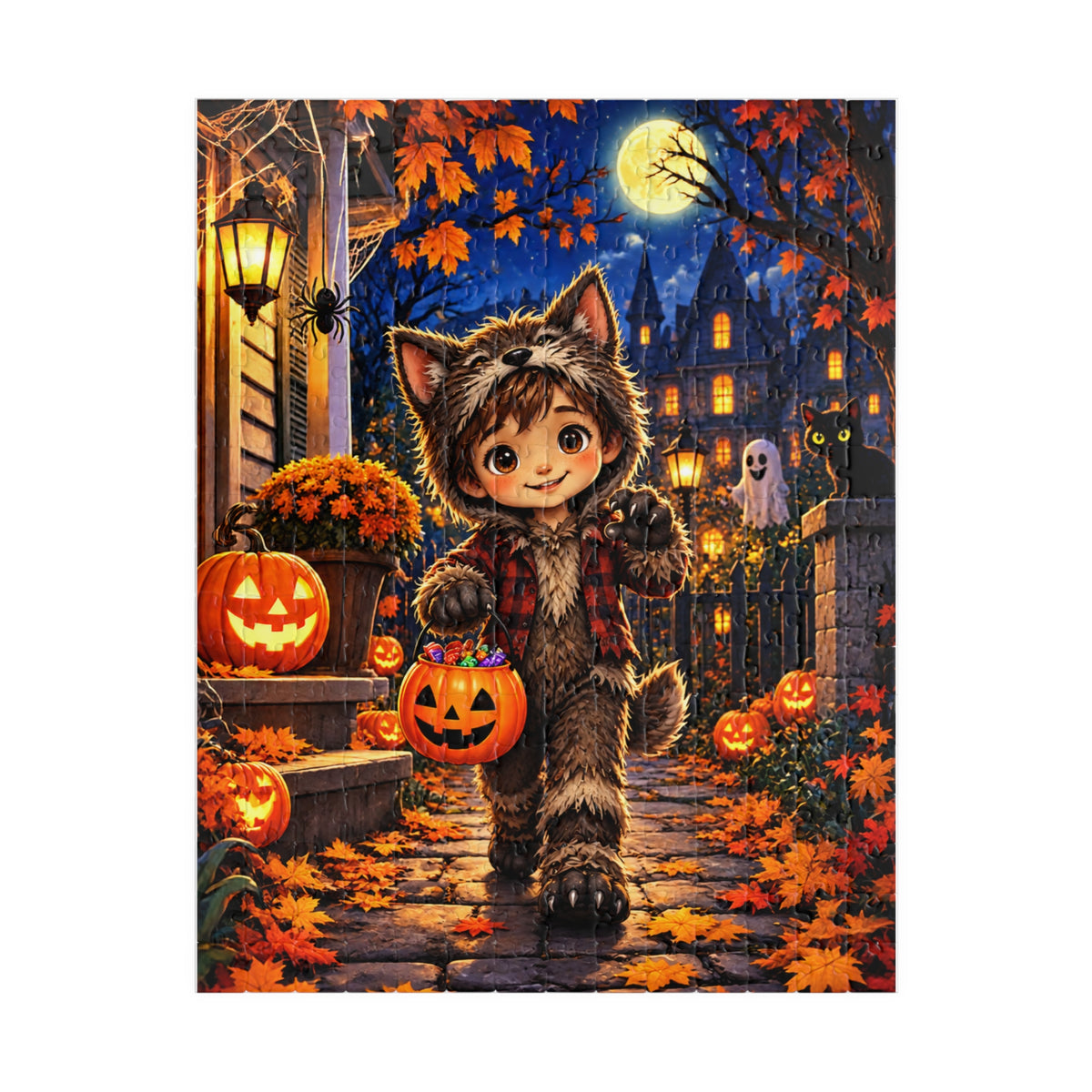 Cute Halloween Kid in Costume Puzzle — Autumn Night Jigsaw (252 pcs)