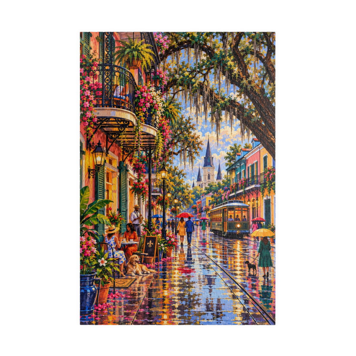 New Orleans After the Rain Jigsaw Puzzle | Colorful French Quarter - 1014 pieces