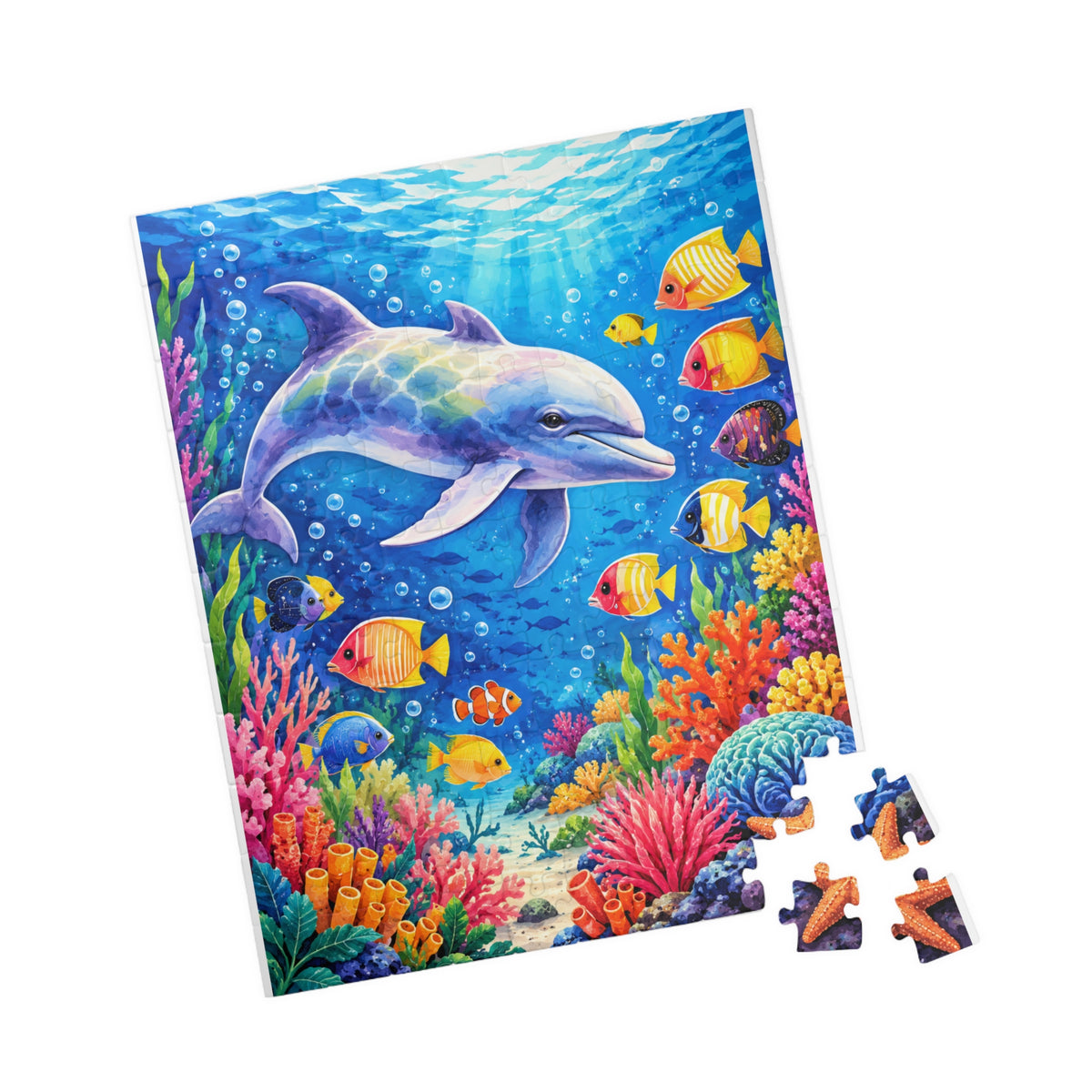 Dolphin Reef Jigsaw Puzzle — Colorful Underwater Sea Life Puzzle (110/252 pcs)