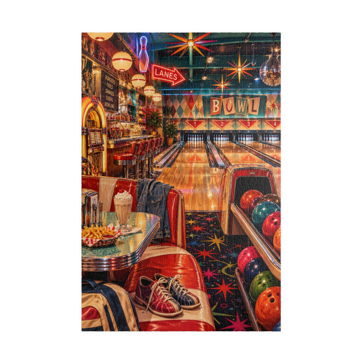 Friday Night at the Lanes | Retro Bowling Alley 1014-Piece Jigsaw Puzzle