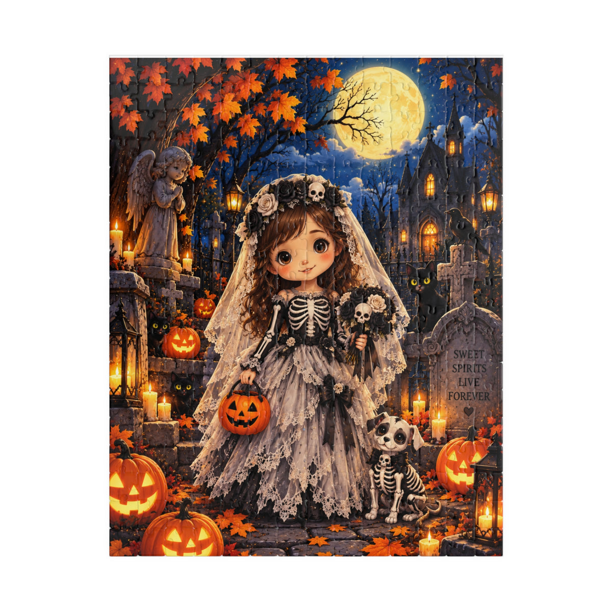 Halloween Bride Skeleton Jigsaw Puzzle — Cute Spooky 110/252/520/1014-Piece Puzzle