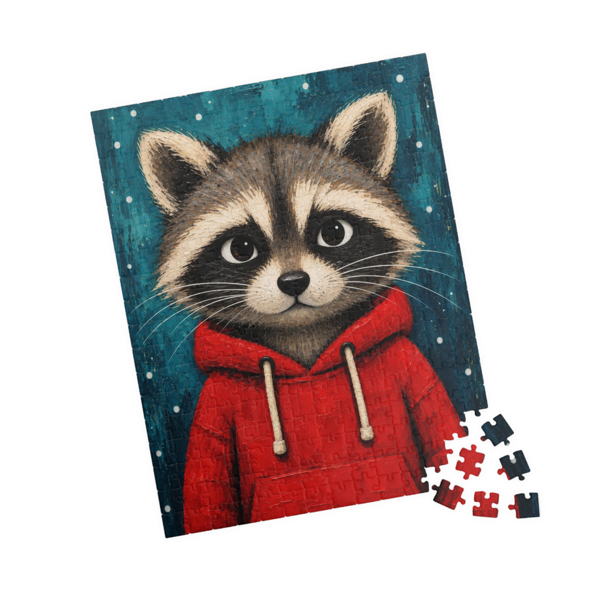 Raccoon in a Red Hoodie Kids Puzzle | The Cozy Critter Club | 252 Pieces