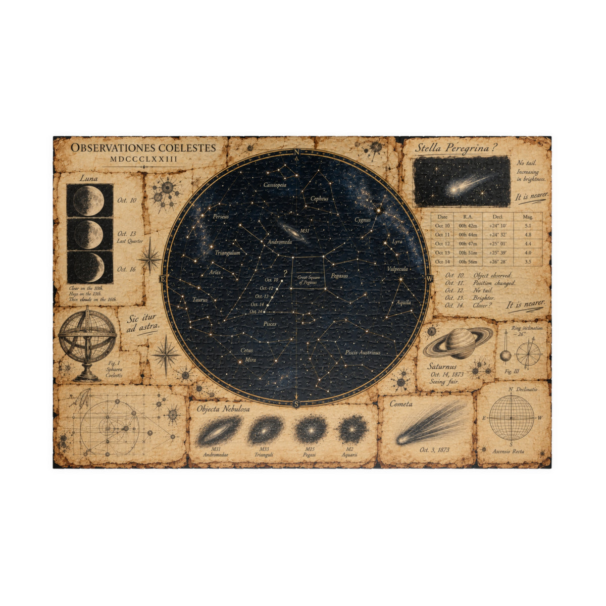 Vintage Celestial Star Map Jigsaw Puzzle | Antique Astronomy & Constellations