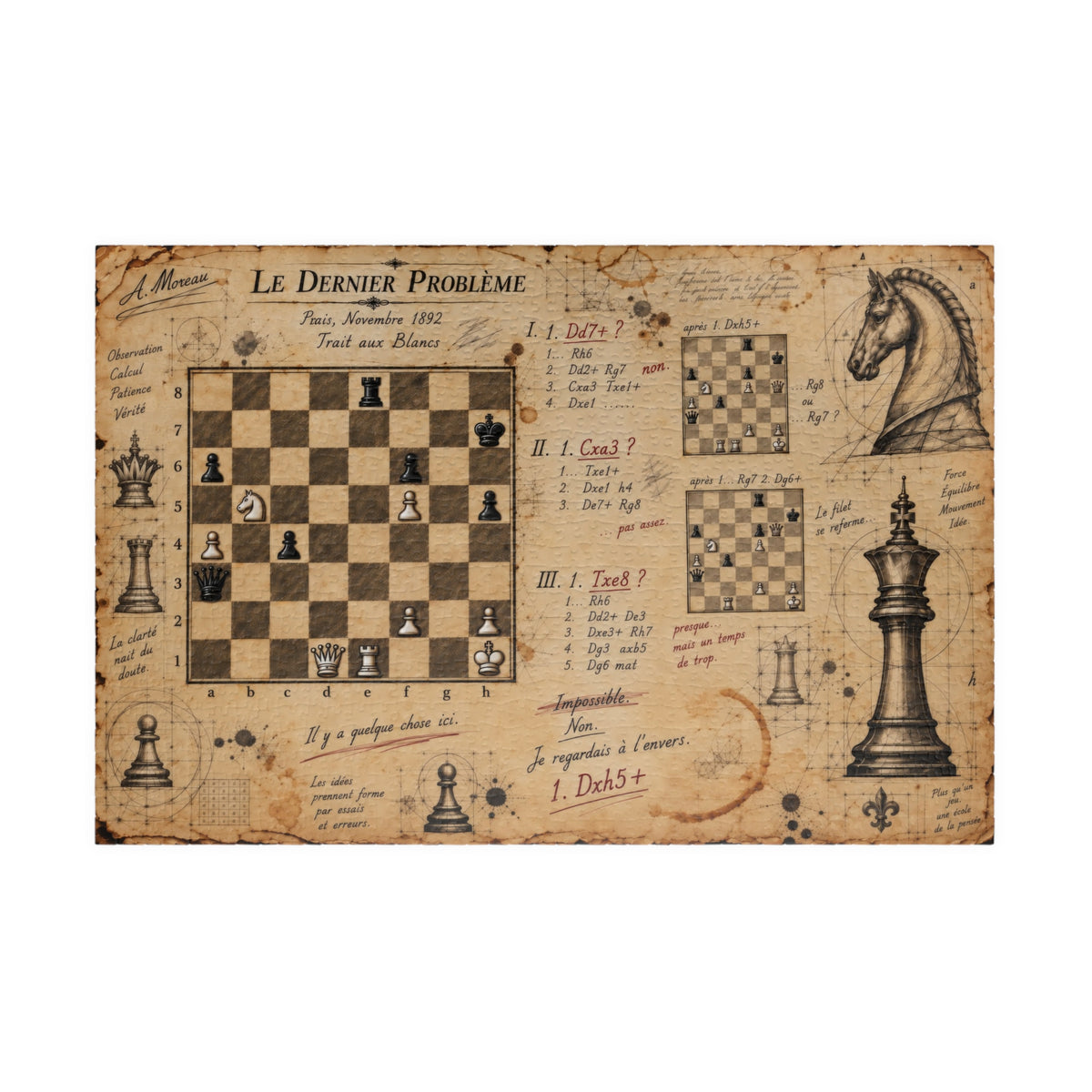 Vintage Chess Jigsaw Puzzle | Antique Chessboard & Strategy Illustrations