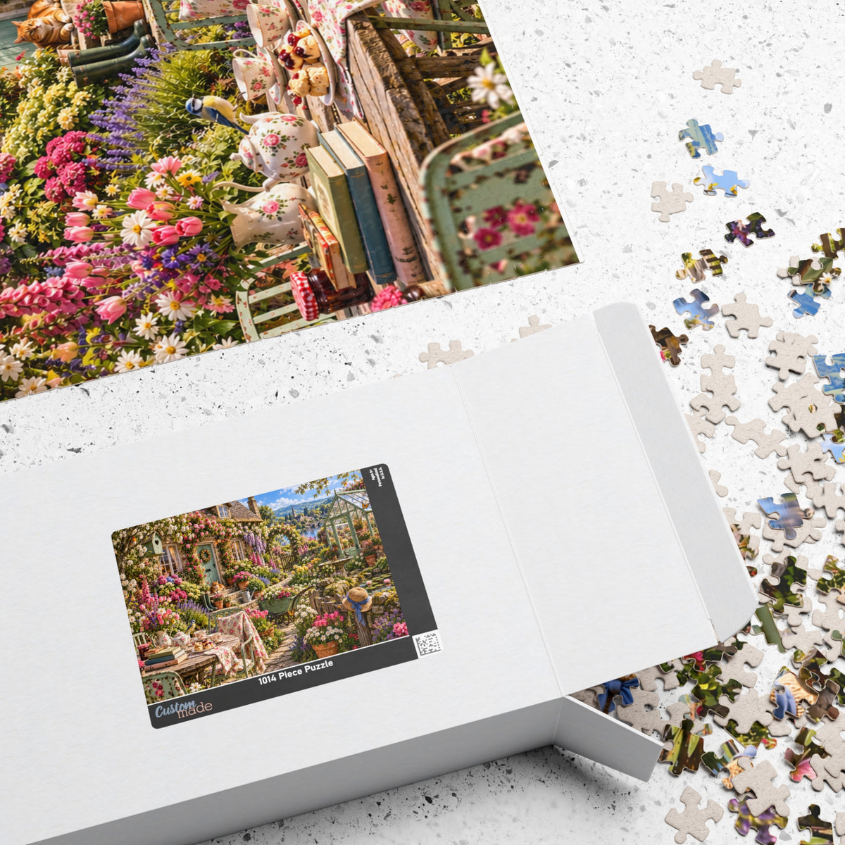 Garden Cottage Jigsaw Puzzle - 1014 Piece Floral Tea Party Scene