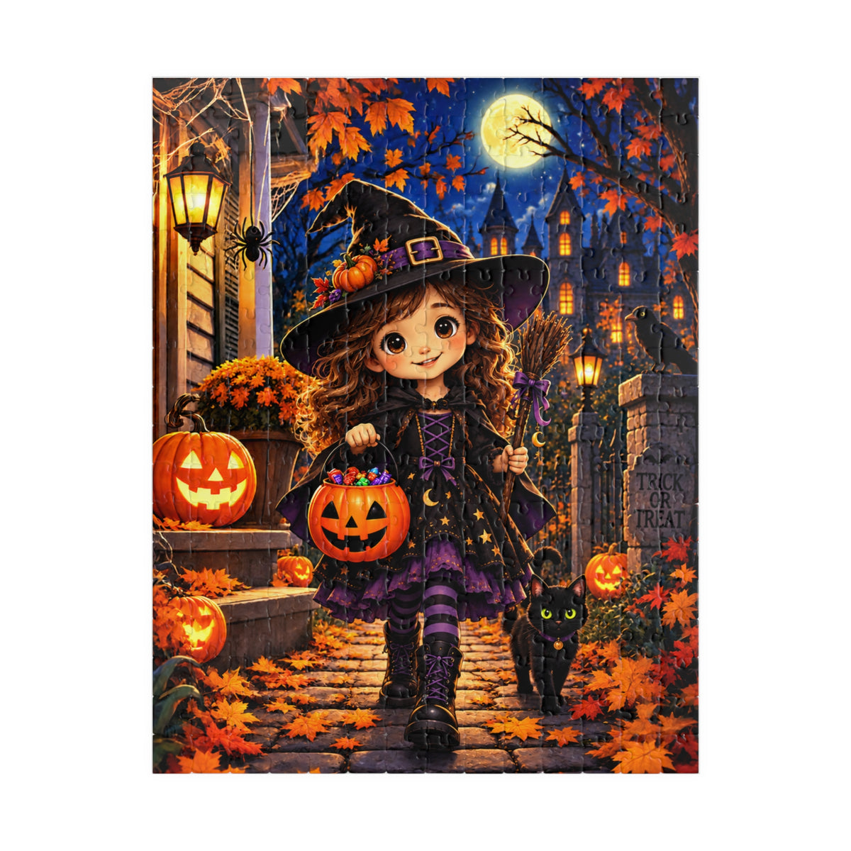 Halloween Witch Girl Puzzle — Cute Trick-or-Treat 520-Piece Jigsaw