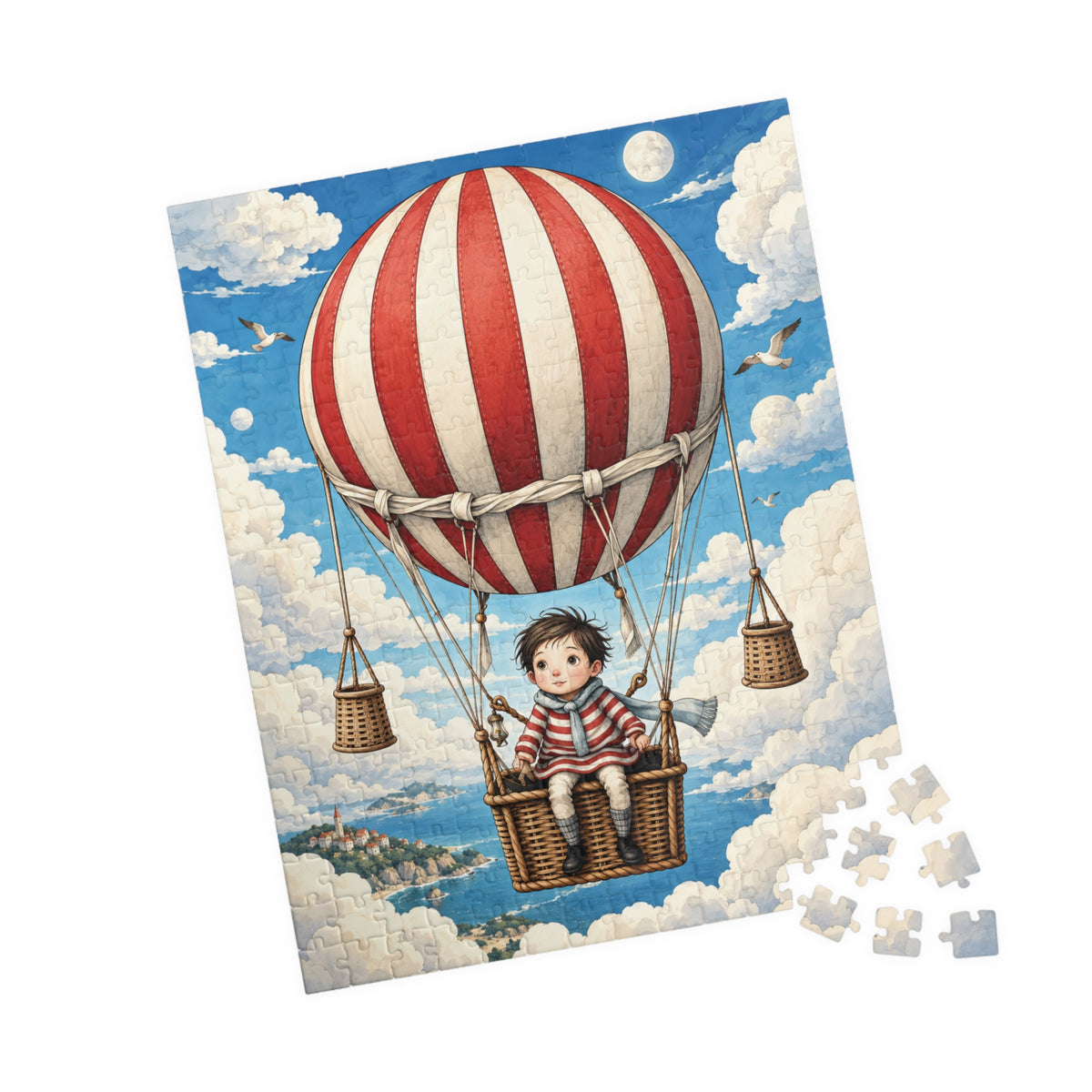 Hot Air Balloon Kids Puzzle — Vintage-Style 110/252-Piece Jigsaw