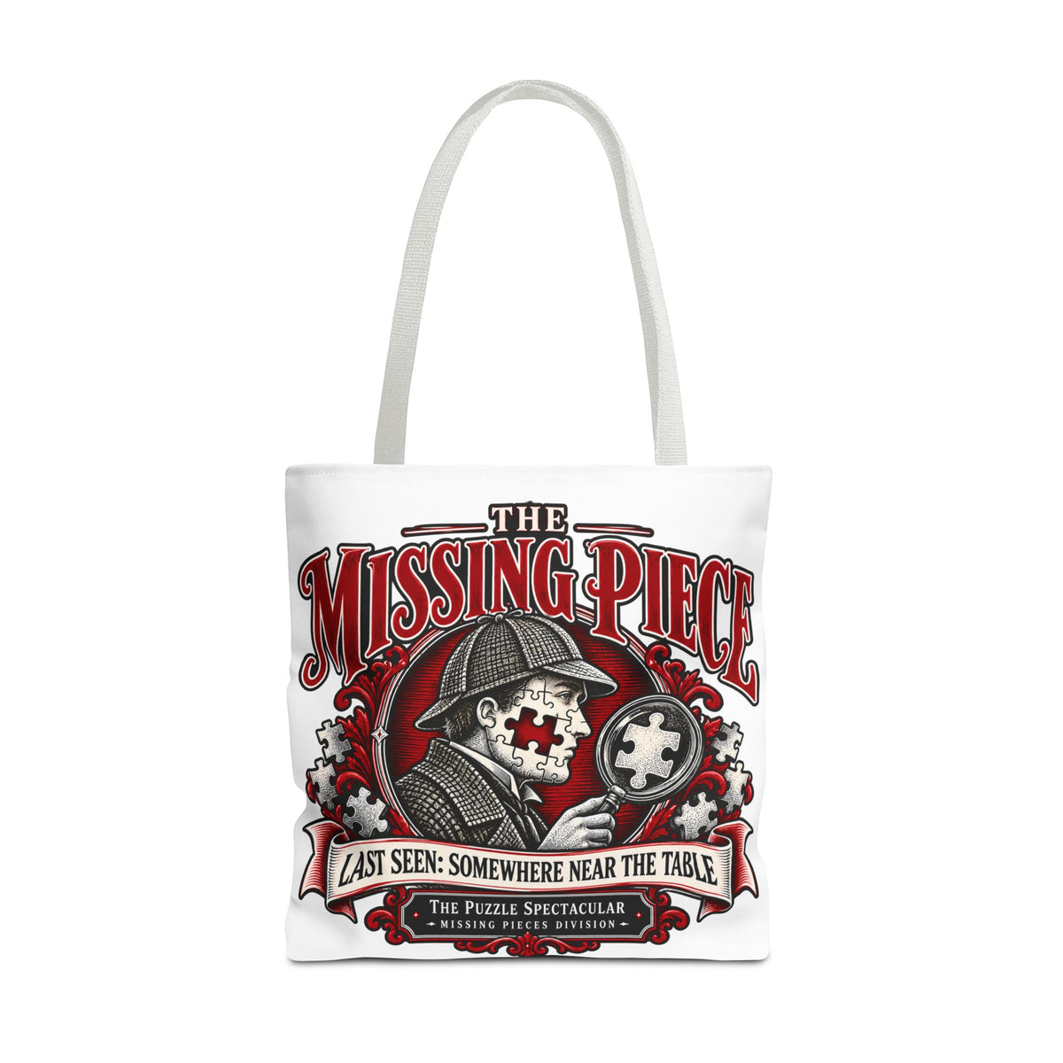 The Missing Piece Detective Puzzle Tote Bag | Large Puzzle Carrying Bag