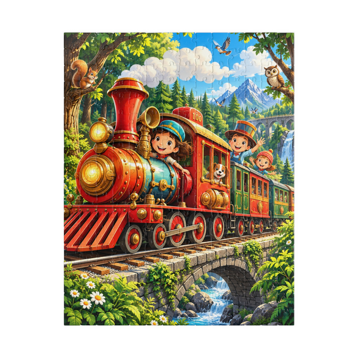 Scenic Vintage Train Kids Puzzle — 110 or 252-Piece Jigsaw