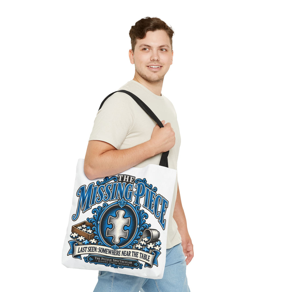 The Missing Piece Puzzle Tote Bag | Large Puzzle Carrying Bag