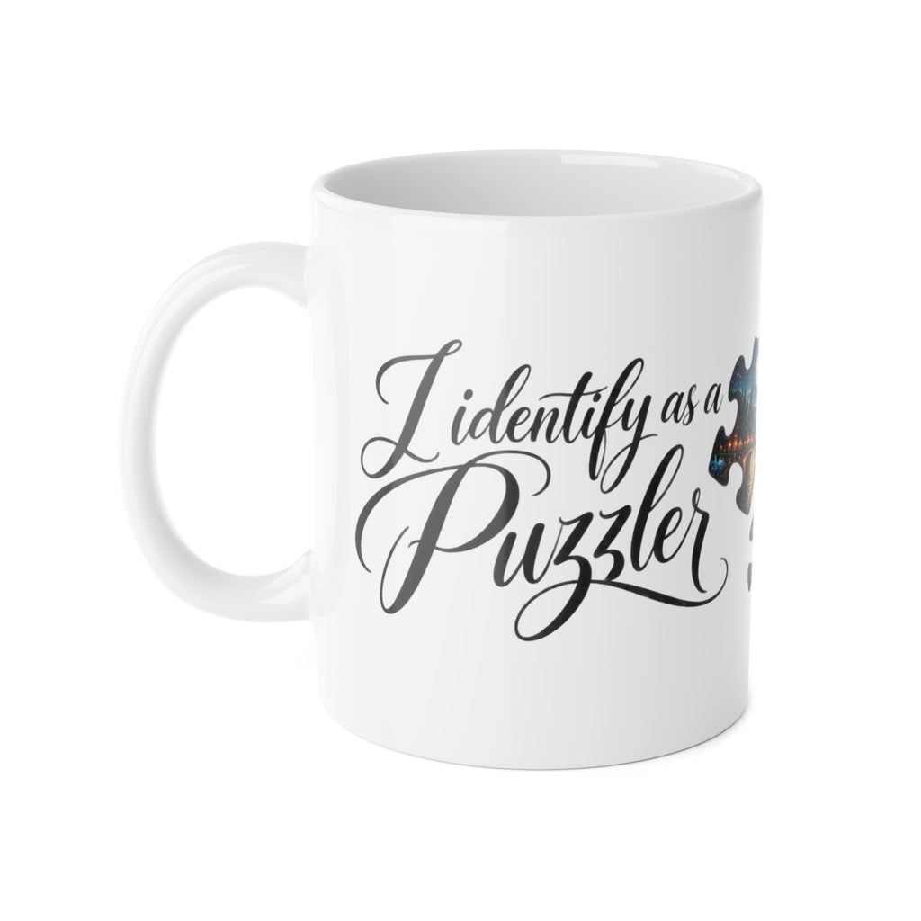 I Identify as a Puzzler Mug — 11oz Ceramic Jigsaw Puzzle Lover Coffee Cup