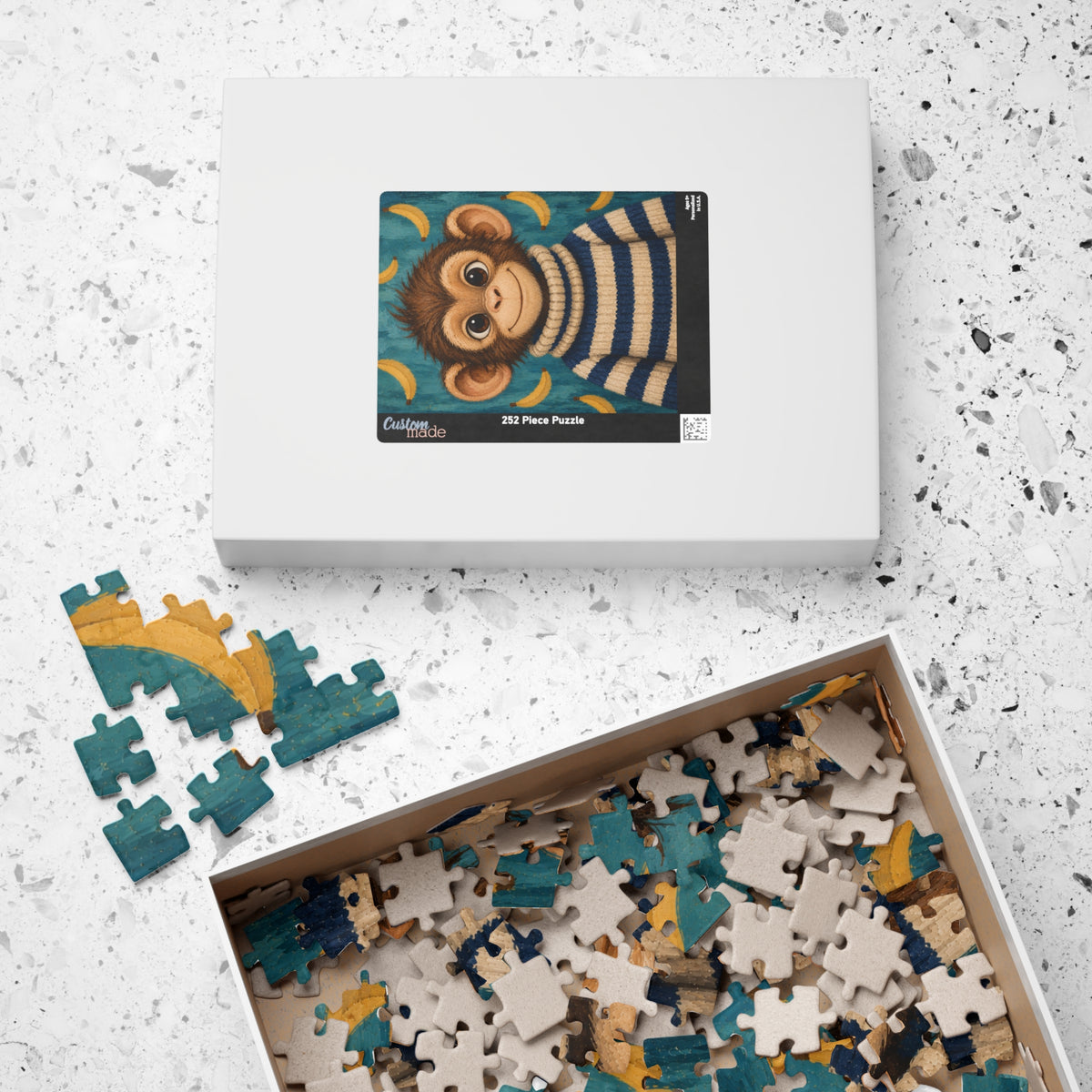 Monkey in a Striped Sweater Kids Puzzle | The Cozy Critter Club | 252 Pieces