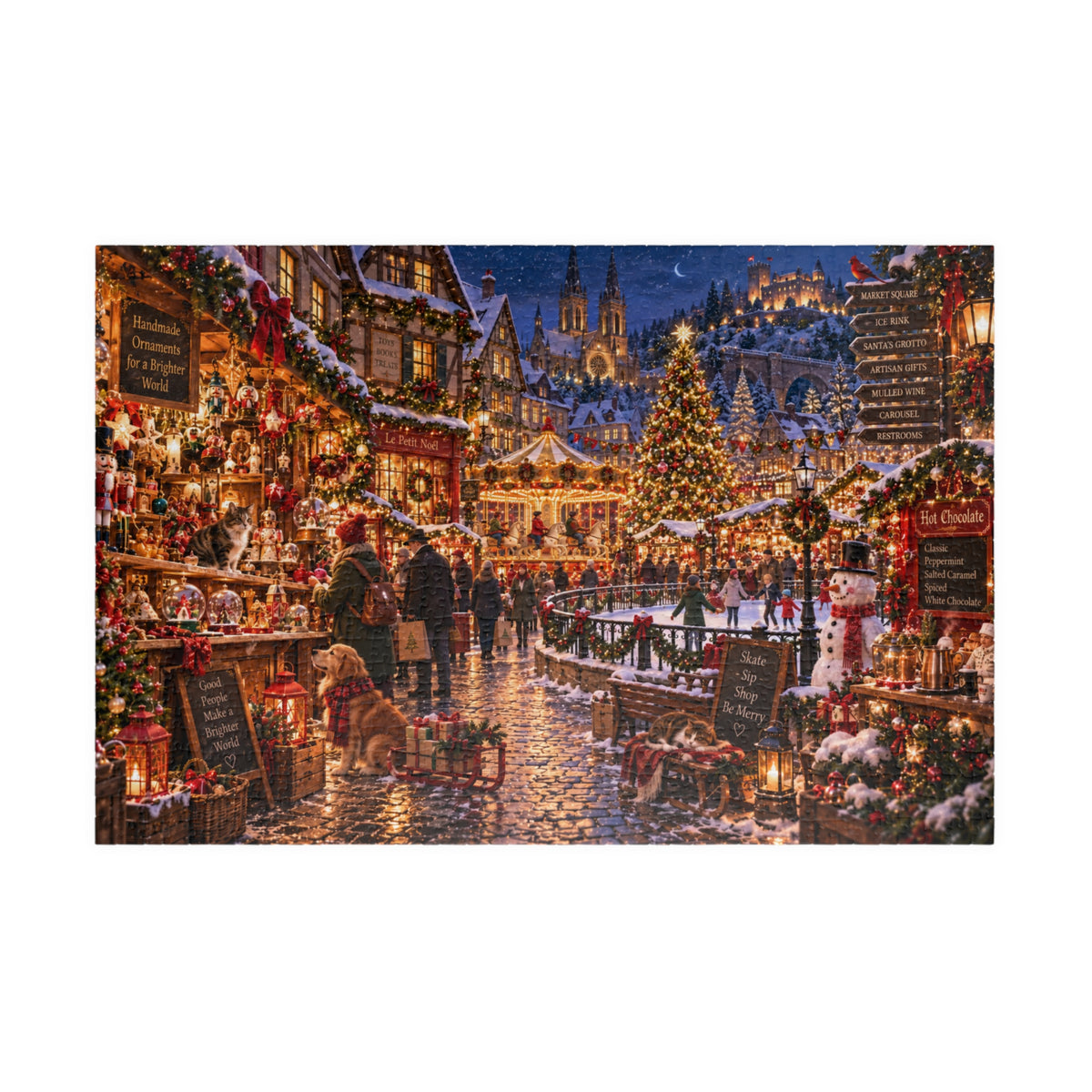 Christmas Market Jigsaw Puzzle — Festive Holiday Village Scene (1014 pcs)