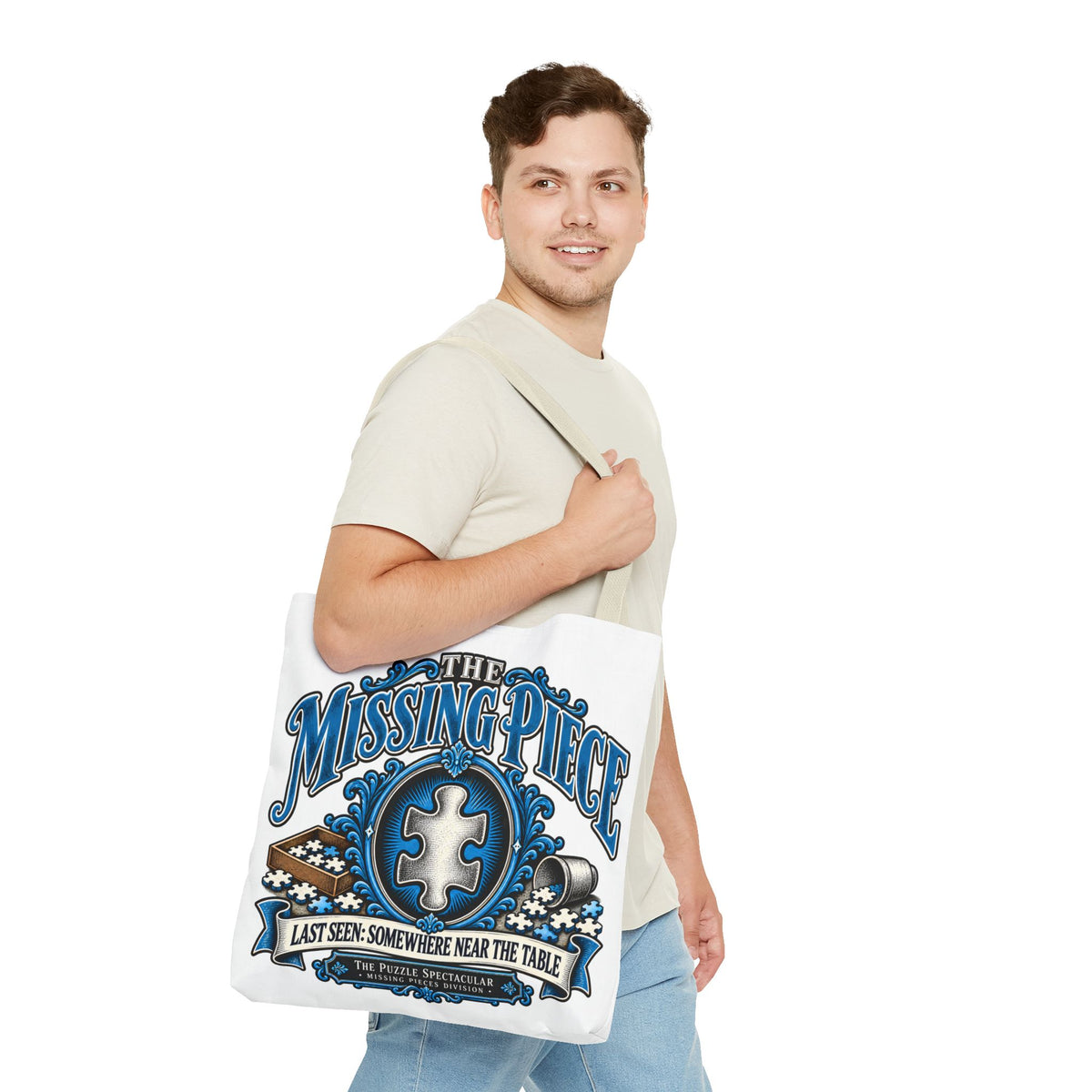 The Missing Piece Puzzle Tote Bag | Large Puzzle Carrying Bag