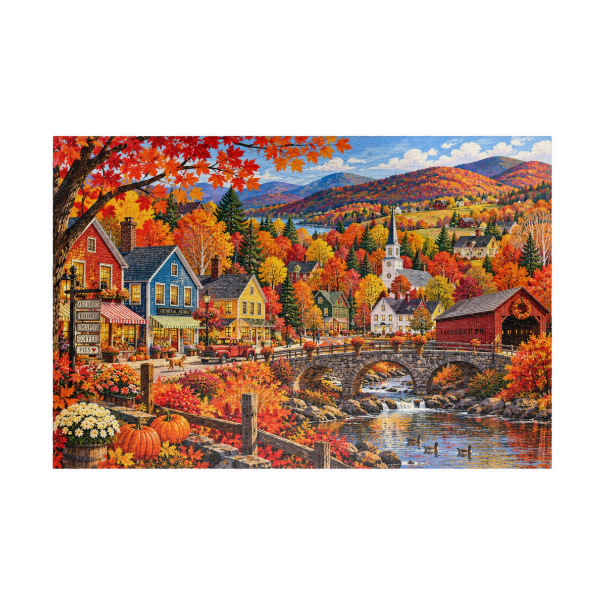 Autumn Village Jigsaw Puzzle | Cozy Fall Landscape | 1014 Pieces