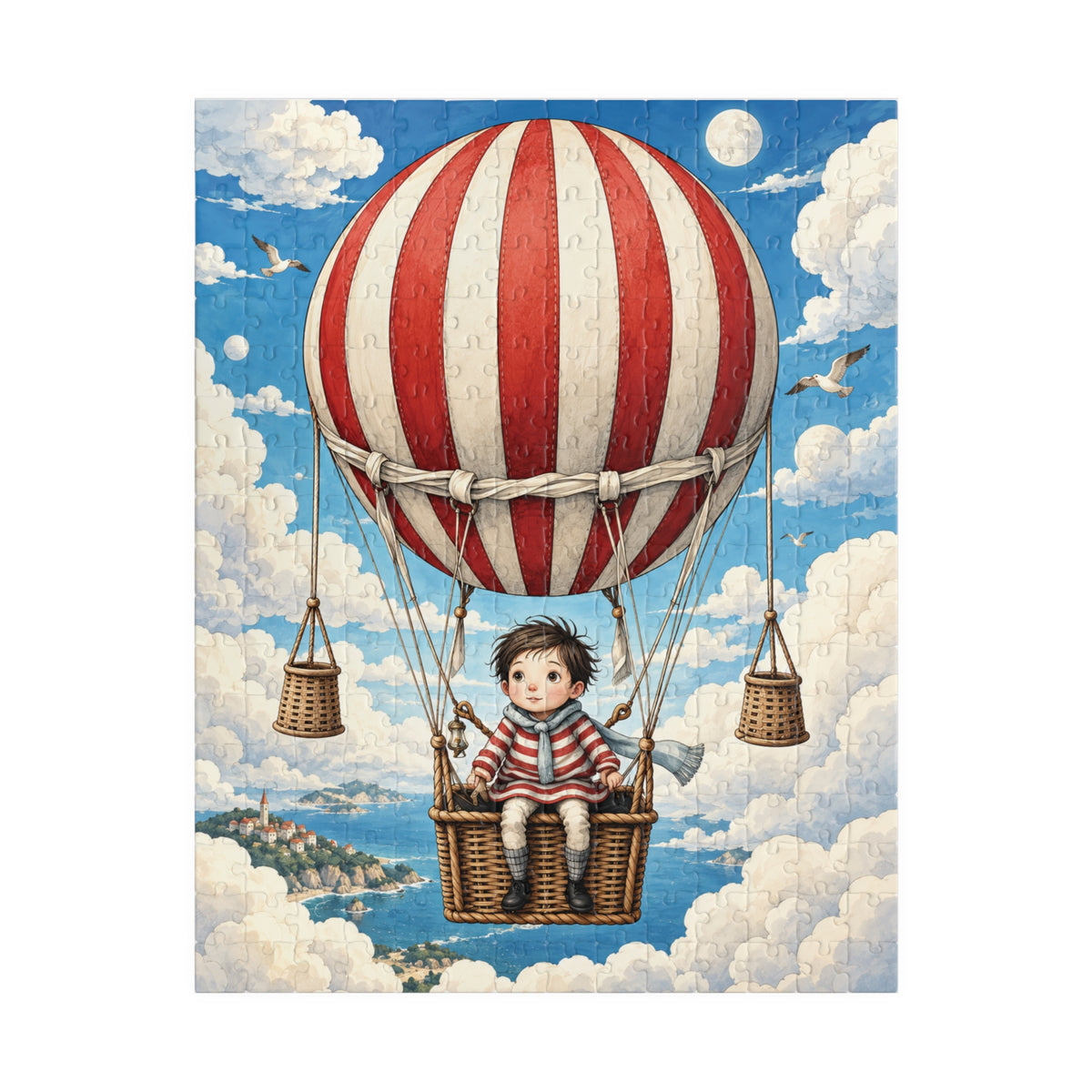 Hot Air Balloon Kids Puzzle — Vintage-Style 110/252-Piece Jigsaw