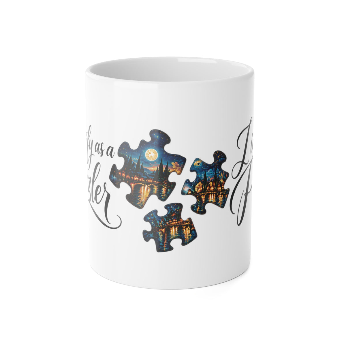 I Identify as a Puzzler Mug — 11oz Ceramic Jigsaw Puzzle Lover Coffee Cup