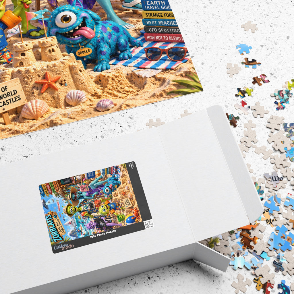 Zorblatts Beach Vacation Alien Family Puzzle — Humorous Retro Cartoon Jigsaw (1014 pcs)