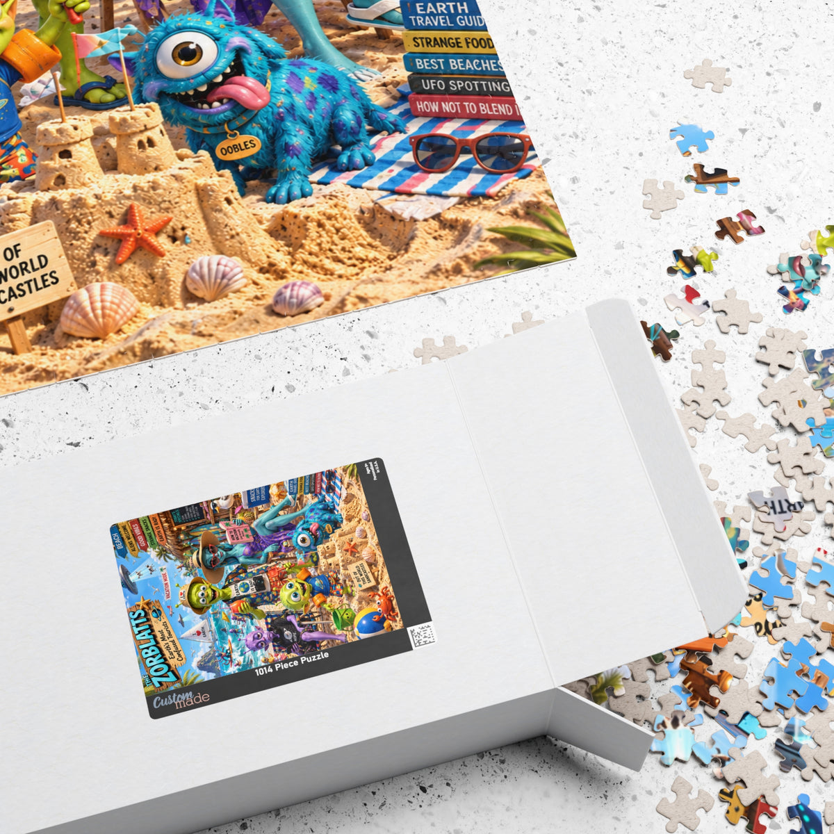Zorblatts Beach Vacation Alien Family Puzzle — Humorous Retro Cartoon Jigsaw (1014 pcs)