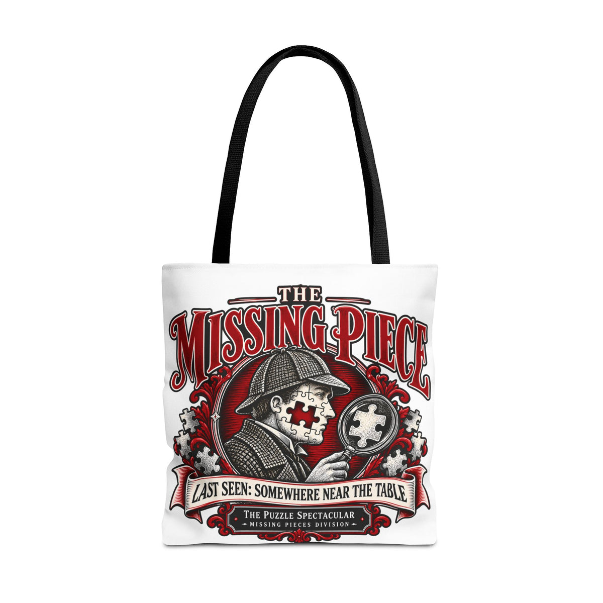 The Missing Piece Detective Puzzle Tote Bag | Large Puzzle Carrying Bag