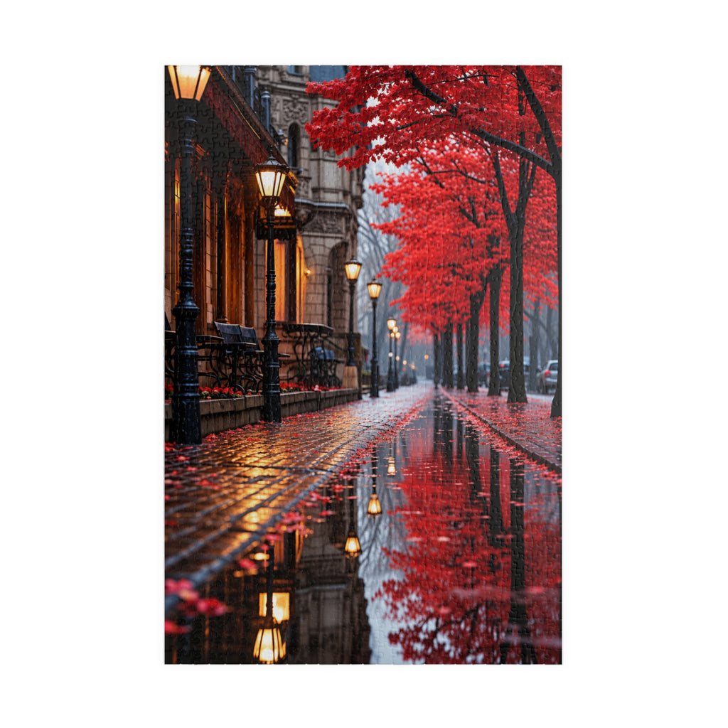 Autumn Rainfall Street Puzzle — 1014-Piece Scenic Jigsaw