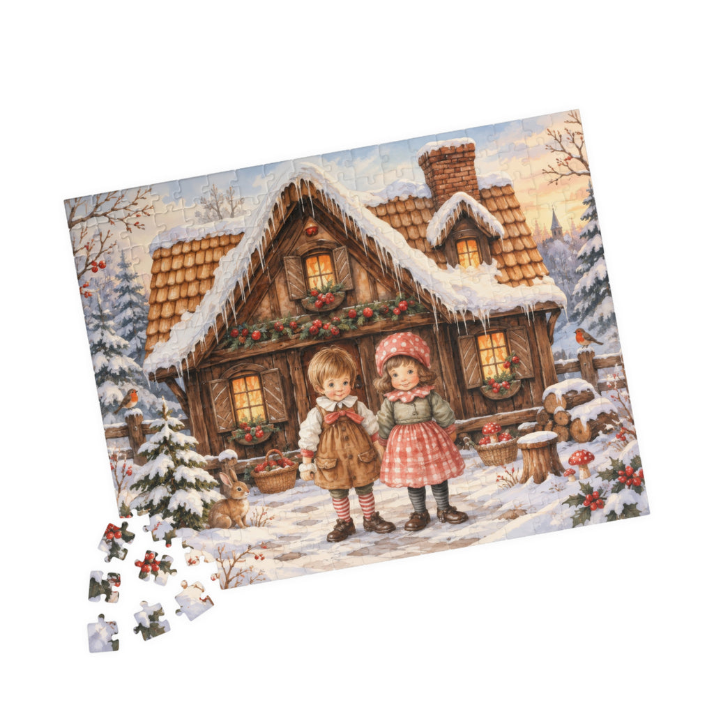 Enchanted Winter Cottage Puzzle | Cozy Christmas Storybook Jigsaw | 252 Pieces