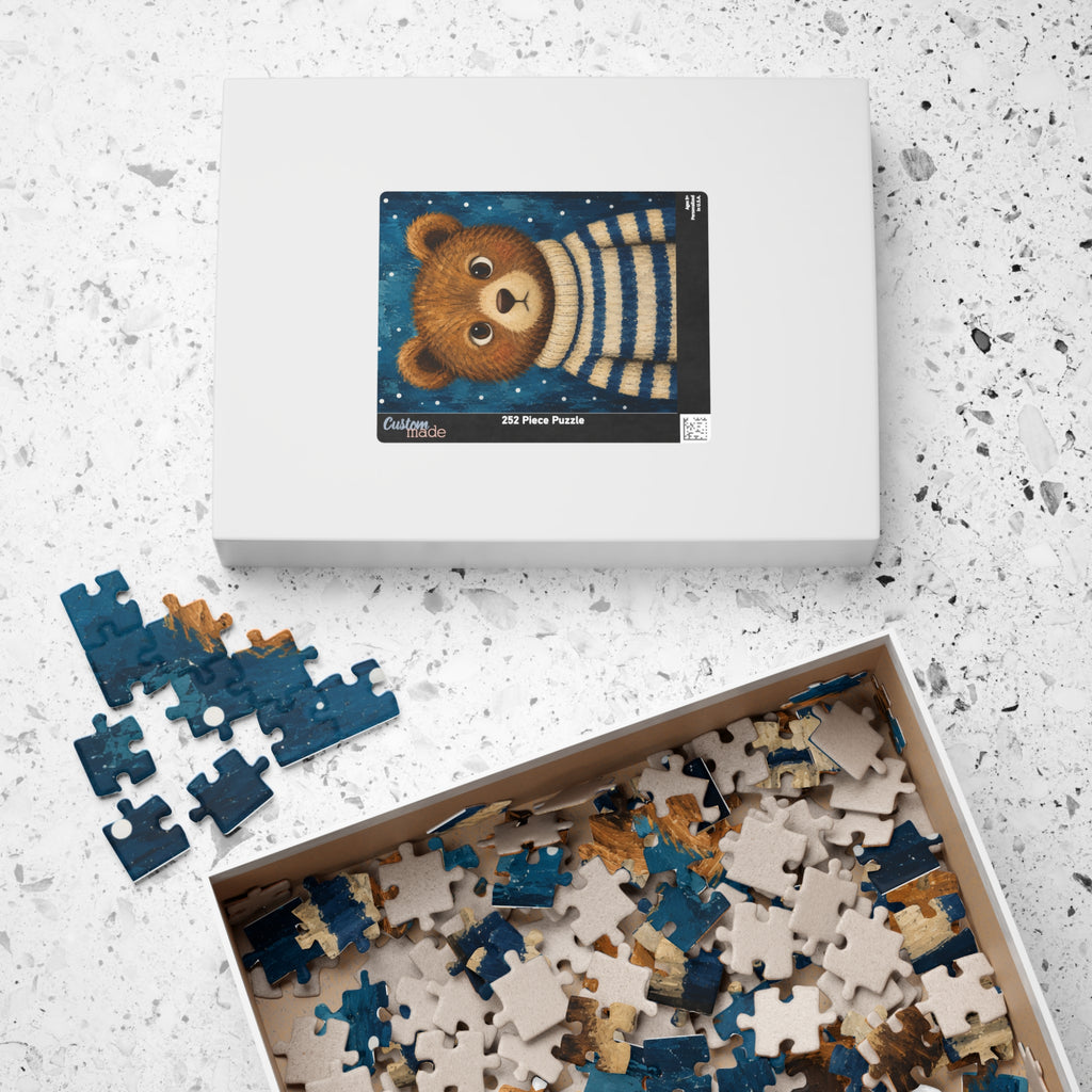 Bear Cub in a Striped Sweater Kids Puzzle | The Cozy Critter Club | 252 Pieces